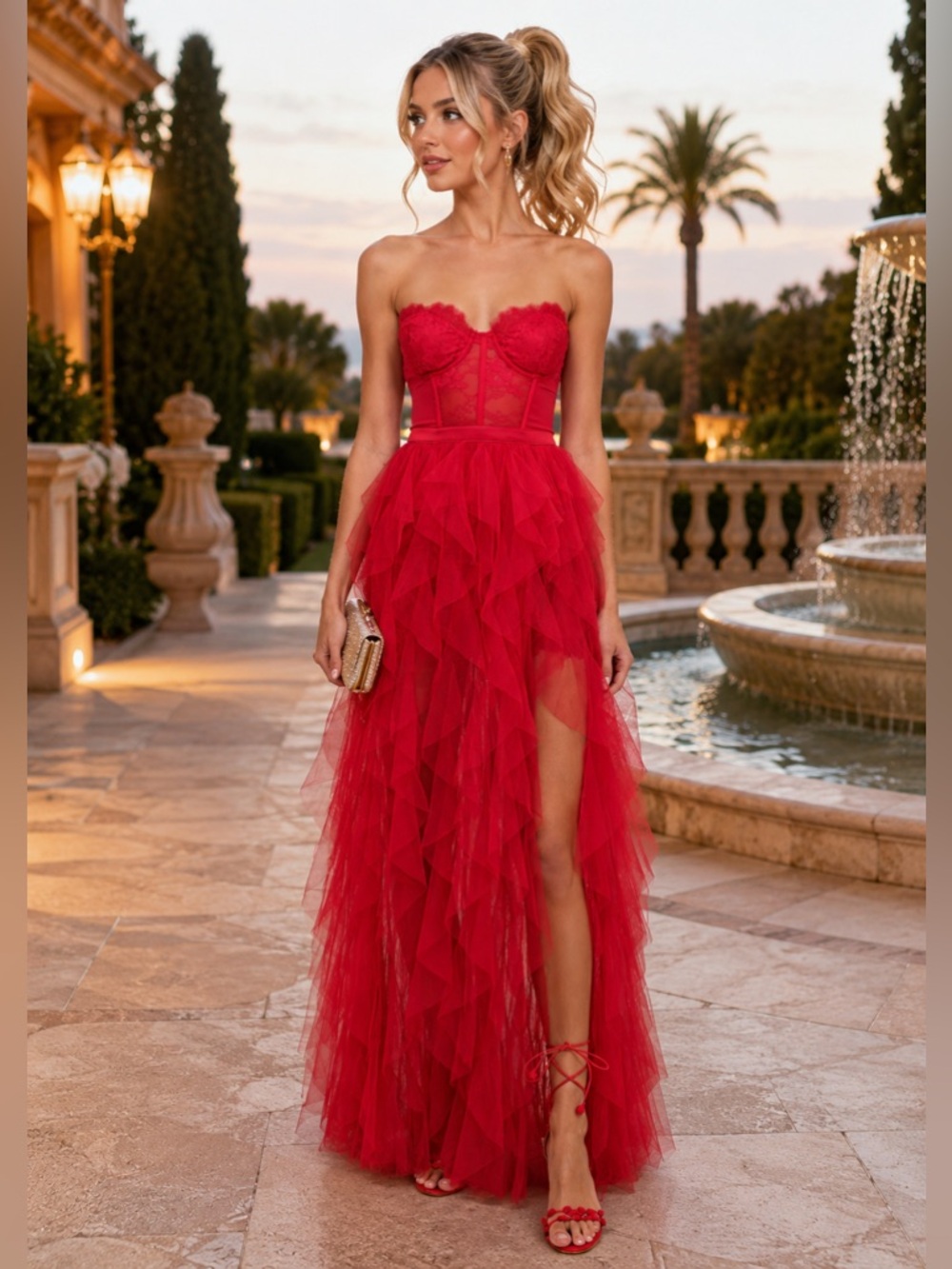 For love & lemons Bustier Gown Red NWT